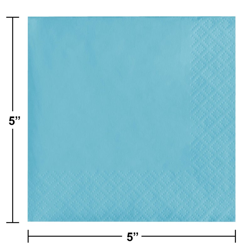 Creative Converting Touch of Color 2-Ply 50 Count Paper Beverage Napkins, Pastel Blue (139179154) - Image 3